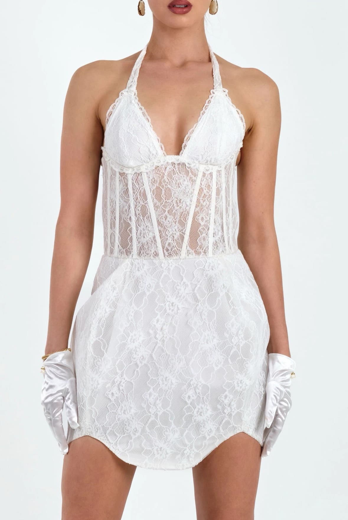 The Lace Halter Mini Dress