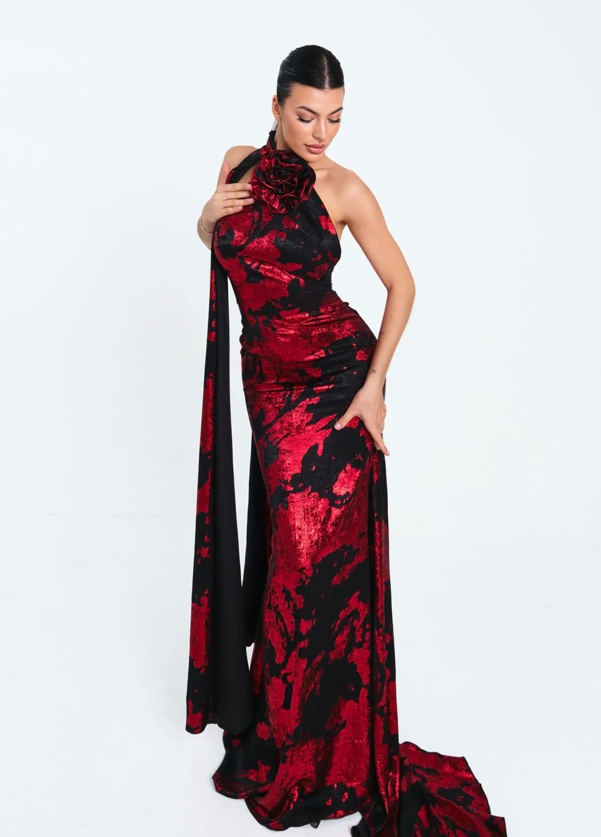 The Floral Statement Halter Gown
